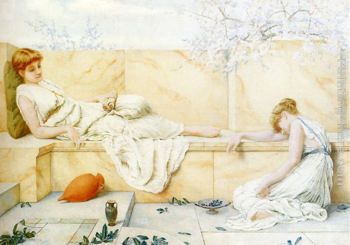 Two Classical Figures Reclining painting - Henry Ryland Two Classical Figures Reclining art painting